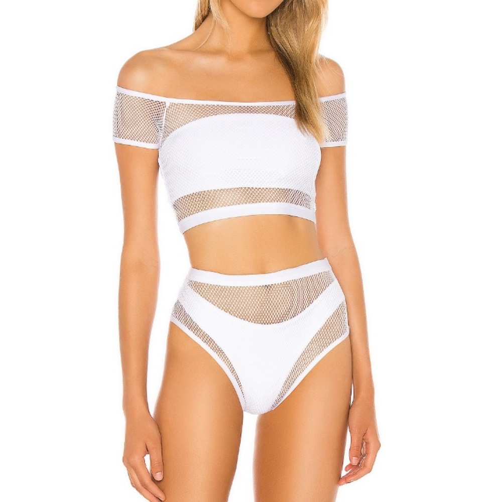 Superdown ‘Lorna’ White Mesh Bikini Set